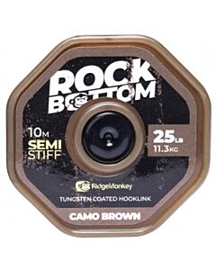 RidgeMonkey Connexion Rock Bottom Tungsten Semi Stiff Coated Hooklink 25lb | Camo Brown