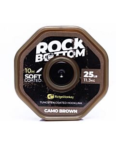 RidgeMonkey Connexion Rock Bottom Tungsten Soft Coated Hooklink 25lb | Camo Brown